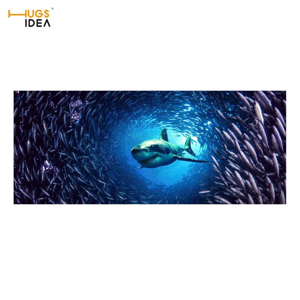 

HUGSIDEA Shark Pattern Anti-Slip Stair Mats Blue Sea Animals World Wide Floor Carpet Swimming Bear Creative Stairs Tread Rug Pad