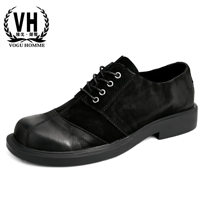 De Loafer Casuais Retro Cabeça Negócios Macio Primavera Homens Preto Sapatos Couro Moído Redonda Dos Confortáveis BnwOXHx