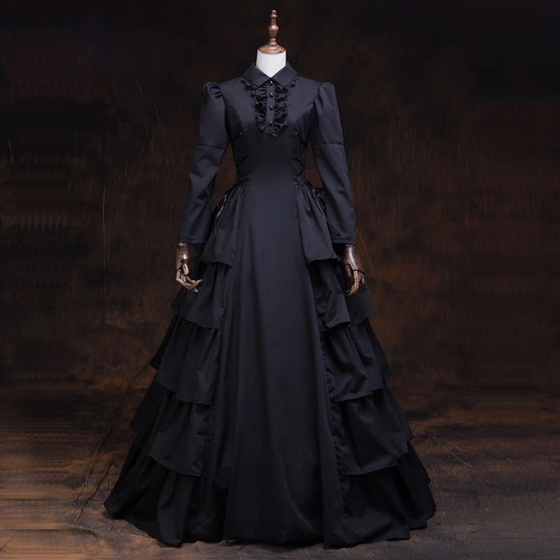 18th Century Black Long Sleeve Gothic ...