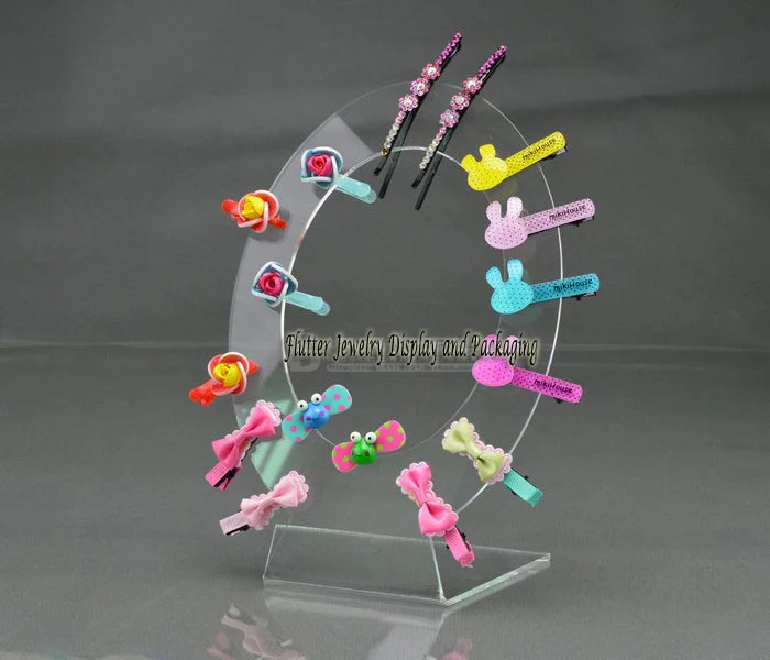 

Fashion Acrylic Round Headwear Display Rack L Headwear Showing Stand Hair Accessories Easel Holder Jewelry Showcase