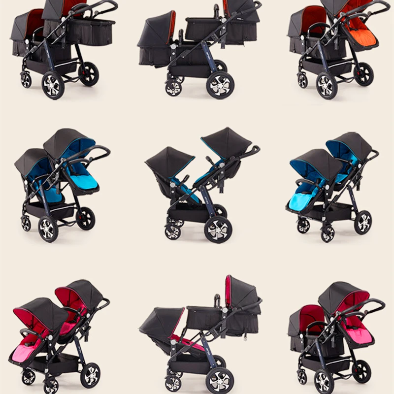 Double stroller portable twins strollers can sit can be folded baby stroller for newborns