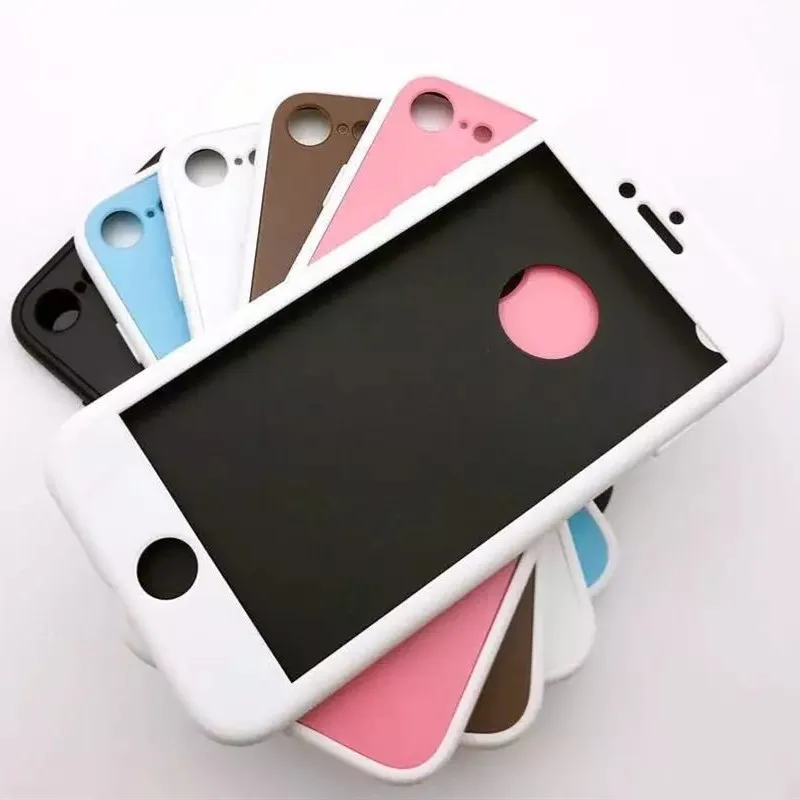 

FTAIDKJ 360 Degree Full Body Rubber Soft Case For iPhone 6 6s 7 8 Silicone TPU Full Coverage Case For iPhone 7 6 6s 8 Plus