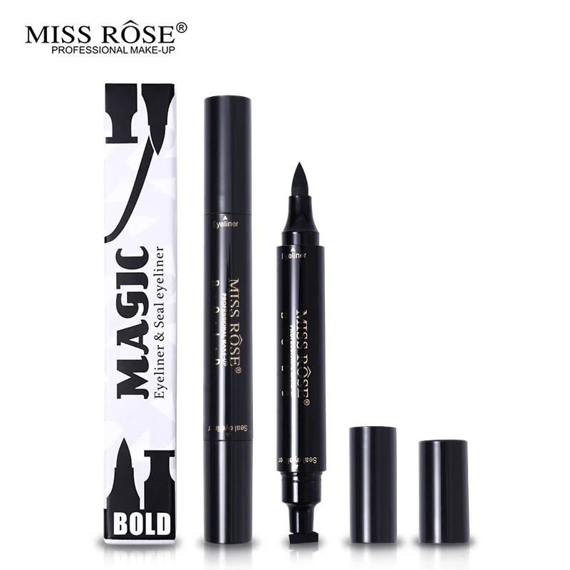 Жидкая подводка для глаз Miss Rose карандаш с штампом водостойкая Черная Подводка