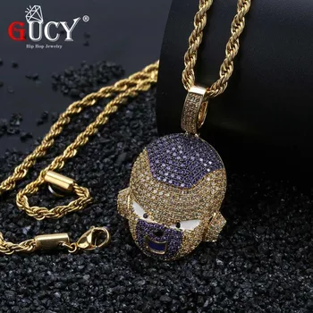 

GUCY Hip Hop Dragon Ball Character Frieza Pendant Necklace Micro Pave Cubic Zircon Pendants For Christmas Gift