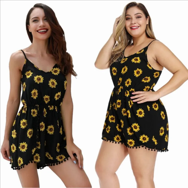 

YX-8044 Floral Print Cotton Playsuit Women Summer Sexy Off Shoulder V Neck Shorts Rompers Overall Irregular Jumpsuit