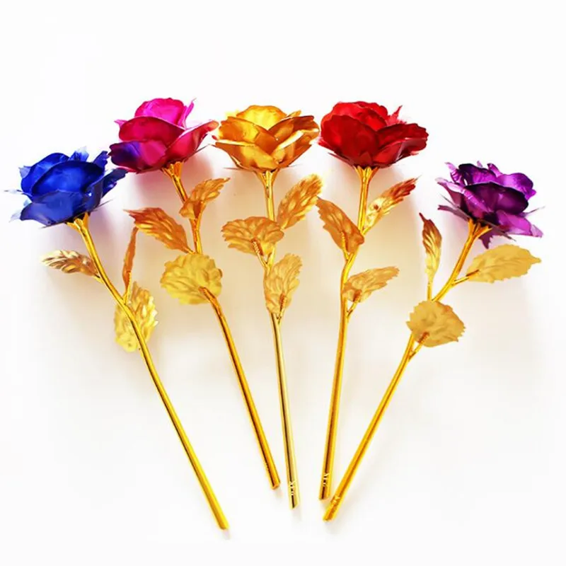24K Gold Foil Plated Rose Valentine's Day Wedding Birthday Craft Gift