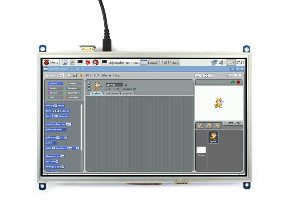 Waveshare 10,1 дюймов HDMI lcd 1024*600 разрешение резистивный сенсорный экран дисплей для Raspberry Pi работа как компьютерный монитор