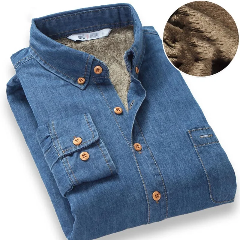 Denim Shirt Fleece Lining Fleece Lined Denim Mens | Winter Jeans Brand Shirt Shirts Aliexpress