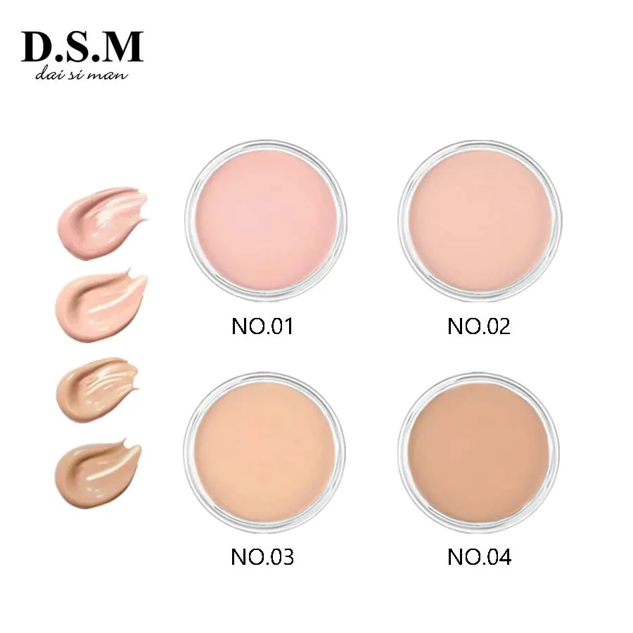 

D.S.M Brand New Makeup Concealer 4 Colors Brighten Waterproof Full Cover Pores Oil-Control Foundation Base Cream Face Concealer