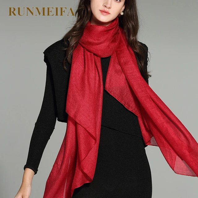 2023 New Pure Color Linen Women Scarf spring and autumn winter pashmina shawl foulard femme Plus Size Hijab Stole Scarves 4