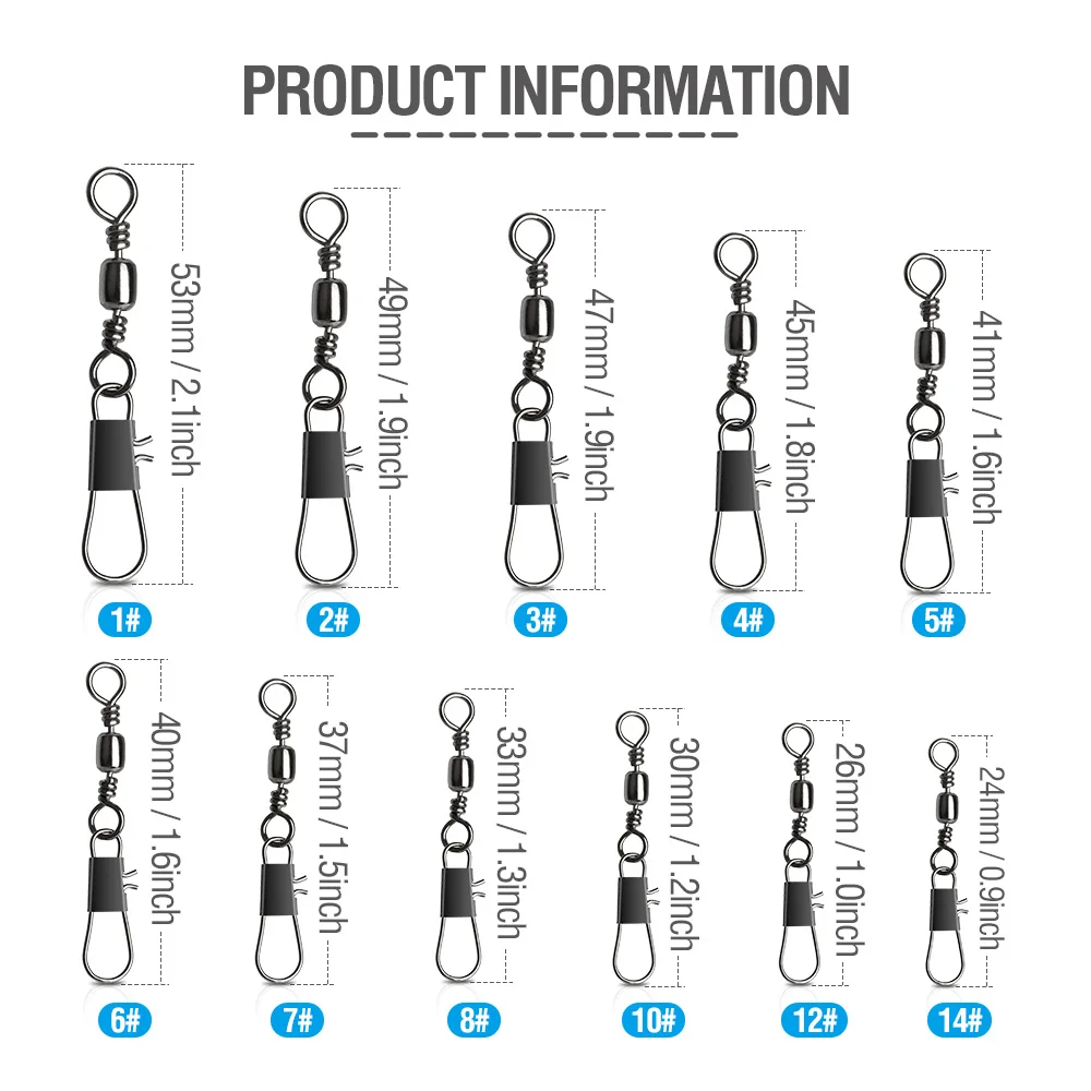 DONQL 10/20/50 шт Вращающийся шарнир из рыболовный Соединитель с застежкой "булавка" подшипник карабин 1#14-# рыболовные блесны на карпа рыболовные принадлежности