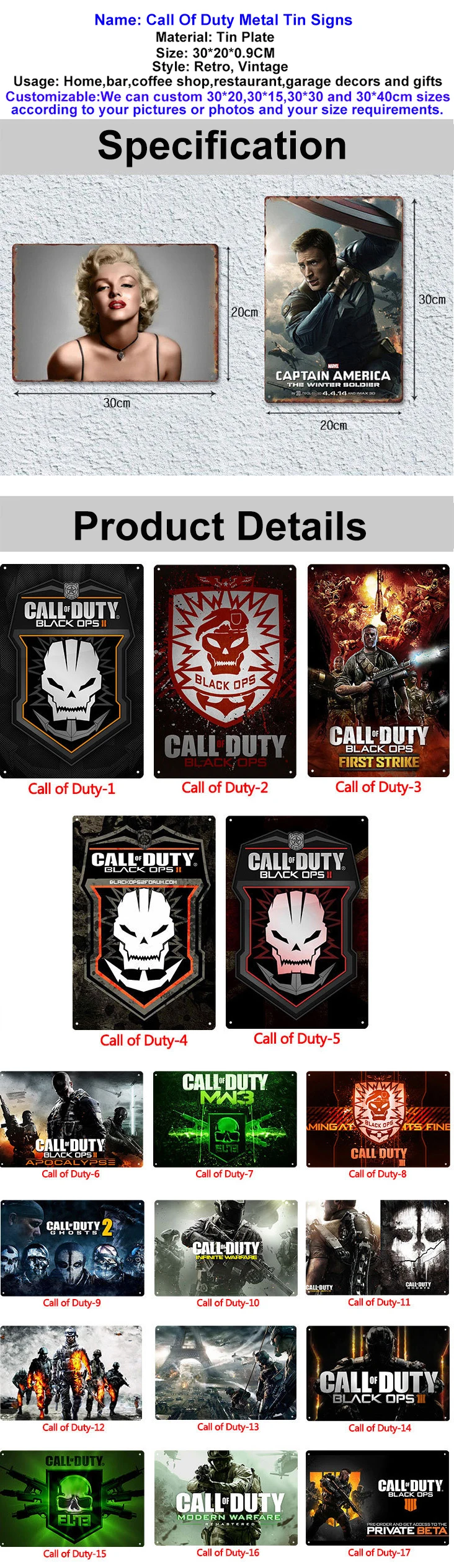 Call Of Duty Metal Tin Signs 1