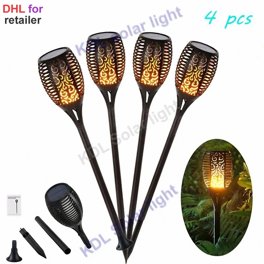 

3pcs/lot Solar 96LED Lawn Dancing flame Torch Lights radar 3 working mode led IP65 lamp lantern camp Garden flickering portable