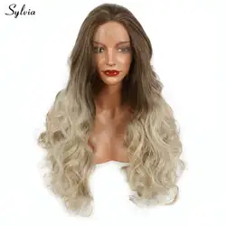 Sylvia коричневый Ombre блондинка парик средства ухода за кожей парик с волнистыми волосами натуральный волосяного покрова высокое температура