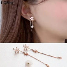 Boucles d'oreilles en forme de fleur, bijoux coréens asymétriques, en argent Sterling 925, à la mode