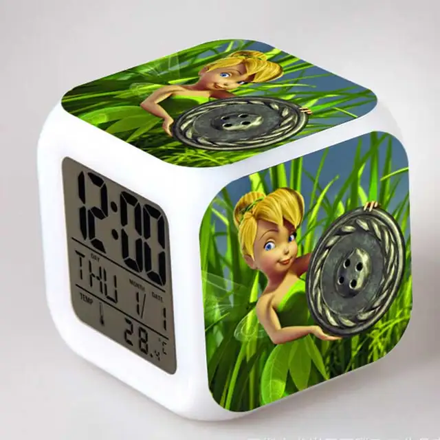 Hot item Cute Tinker Bell Fairy Figure LED Alarm Electric Clock Kid