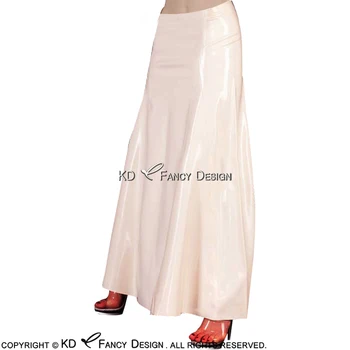 

White Sexy Long Latex Skirts Heel Length Rubber Bottoms DQ-0014