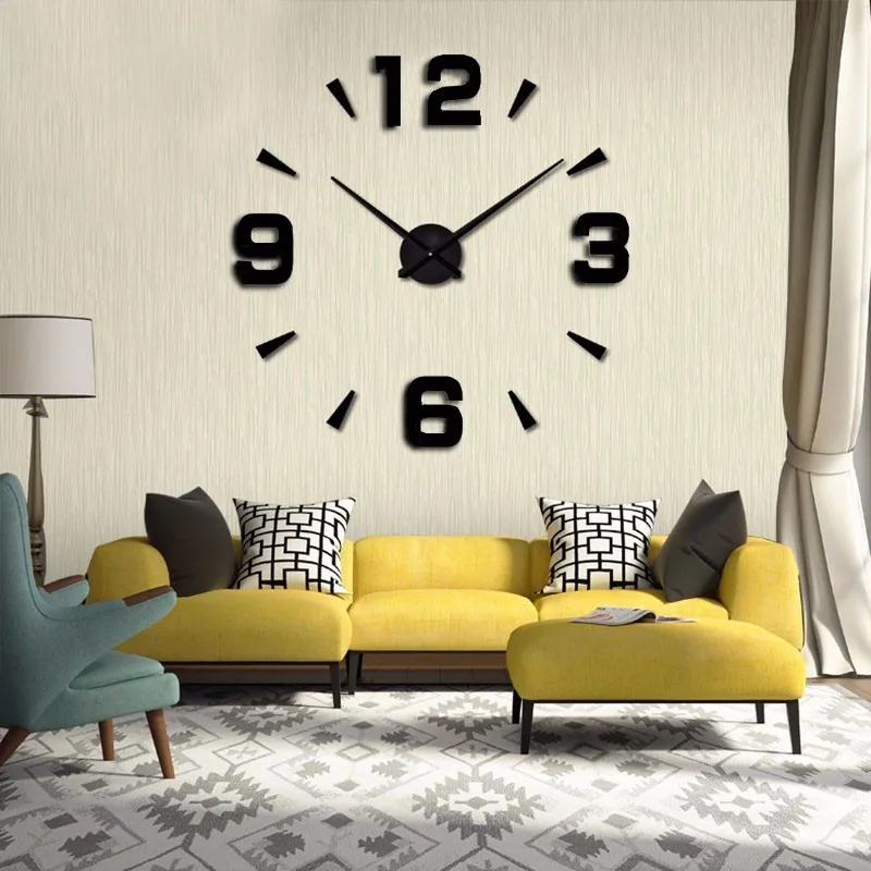 

Wall ClockSelf Adhesive Modern Design Rushed Mirror Sticker Living Room Decor Living Room Watches Quartz Clocks Wall Clock