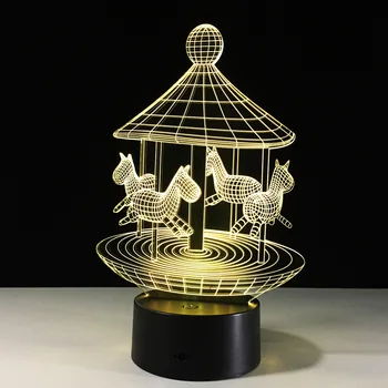 

New Carousel 3d Lamp Gifts Creative Products 3d Light Fixtures Remote Touch Colorful Nightlight Lamparas De Mesa Table Lamps