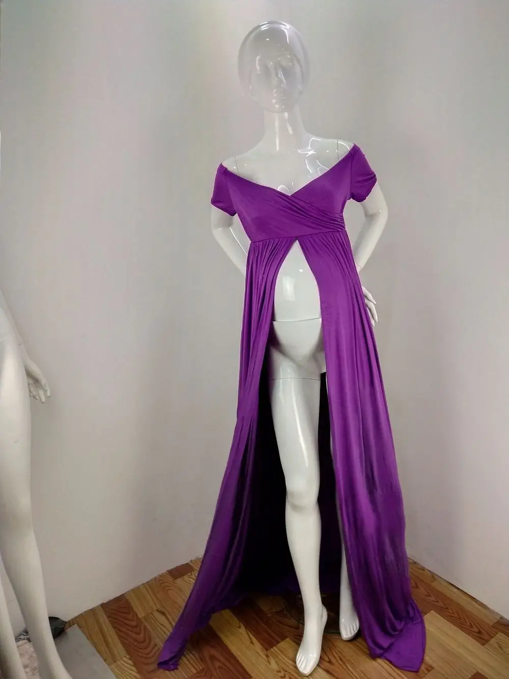 Платье для фотосессии для беременных милое кружевное платье для беременных с разрезом для фотосессии платье для беременных реквизит для фотосессии - Цвет: Фиолетовый