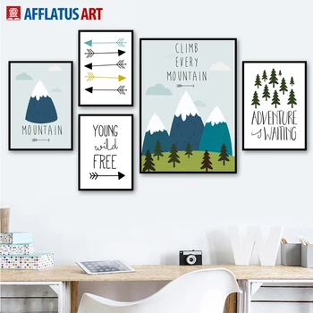

AFFLATUS Mountain Arrow Forest Nordic Poster Wall Art Canvas Painting Posters And Prints Wall Pictures For Living Room Kids Room