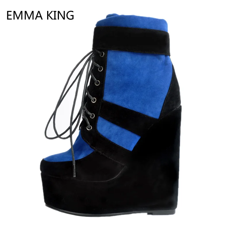 

Ankle Boots For Women High Heels Wedges Autumn Winter Shoes Woman Lace-Up Platform Chaussures Femme Martin Boots Ladies