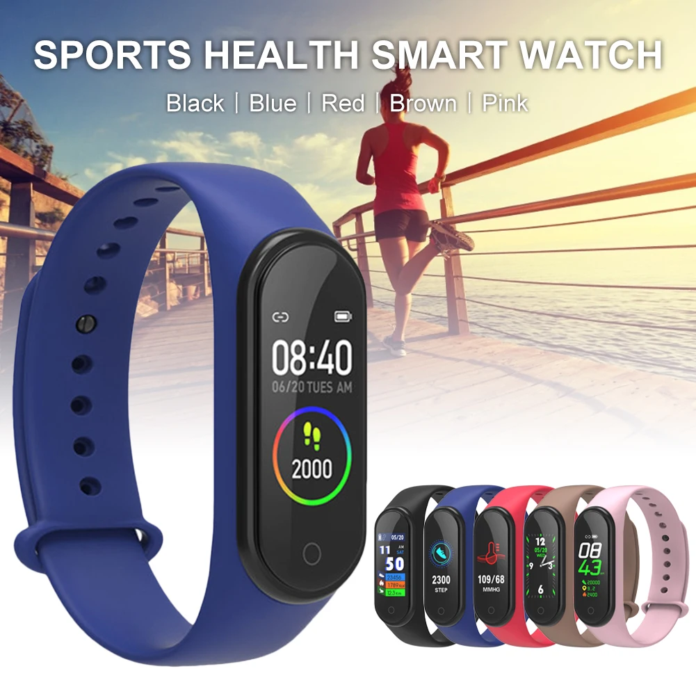 

M4 Smart Band Bracelet Color Screen Fitness Tracker Heart Rate Blood Pressure Sleep Monitoring Smart Reminder Bluetooth Watch