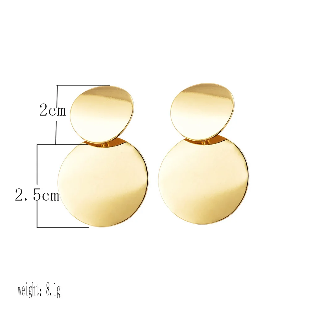 Liffly серьги-гвоздики для женщин, модные золотые круглые геометрические массивные корейские серьги, винтажные ювелирные изделия, подарок на день рождения