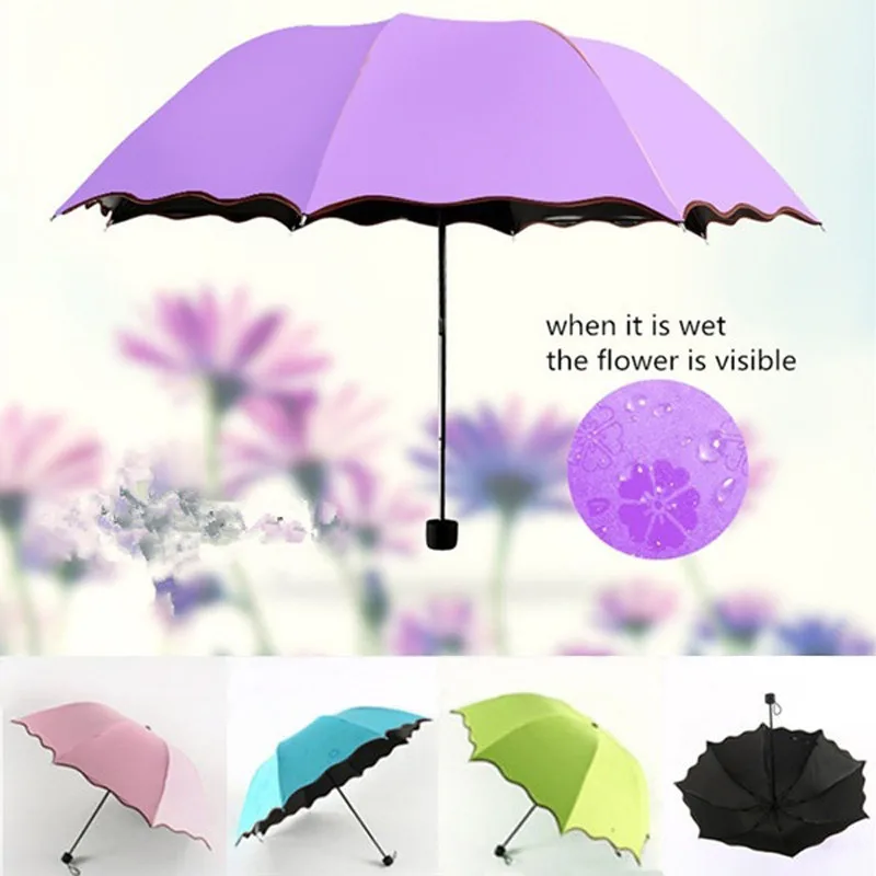 

Fashion Umbrella Windproof Sunscreen Magic Flower Dome Ultraviolet-proof Parasol Sun Rain Folding Umbrellas