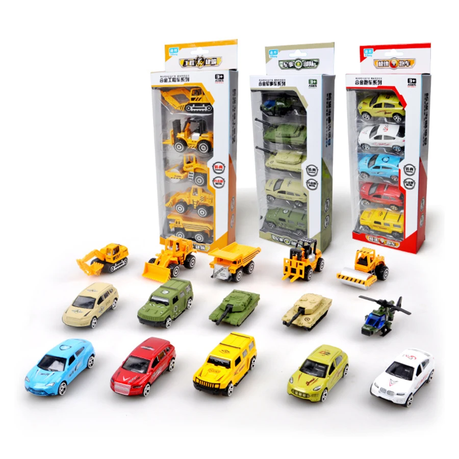

1:64 Alloy Car Toy Model 5 Pieces Mix Color Sliding Racing Engineering Car Diecasts & Toy Vehicles Boys Christmas Gift