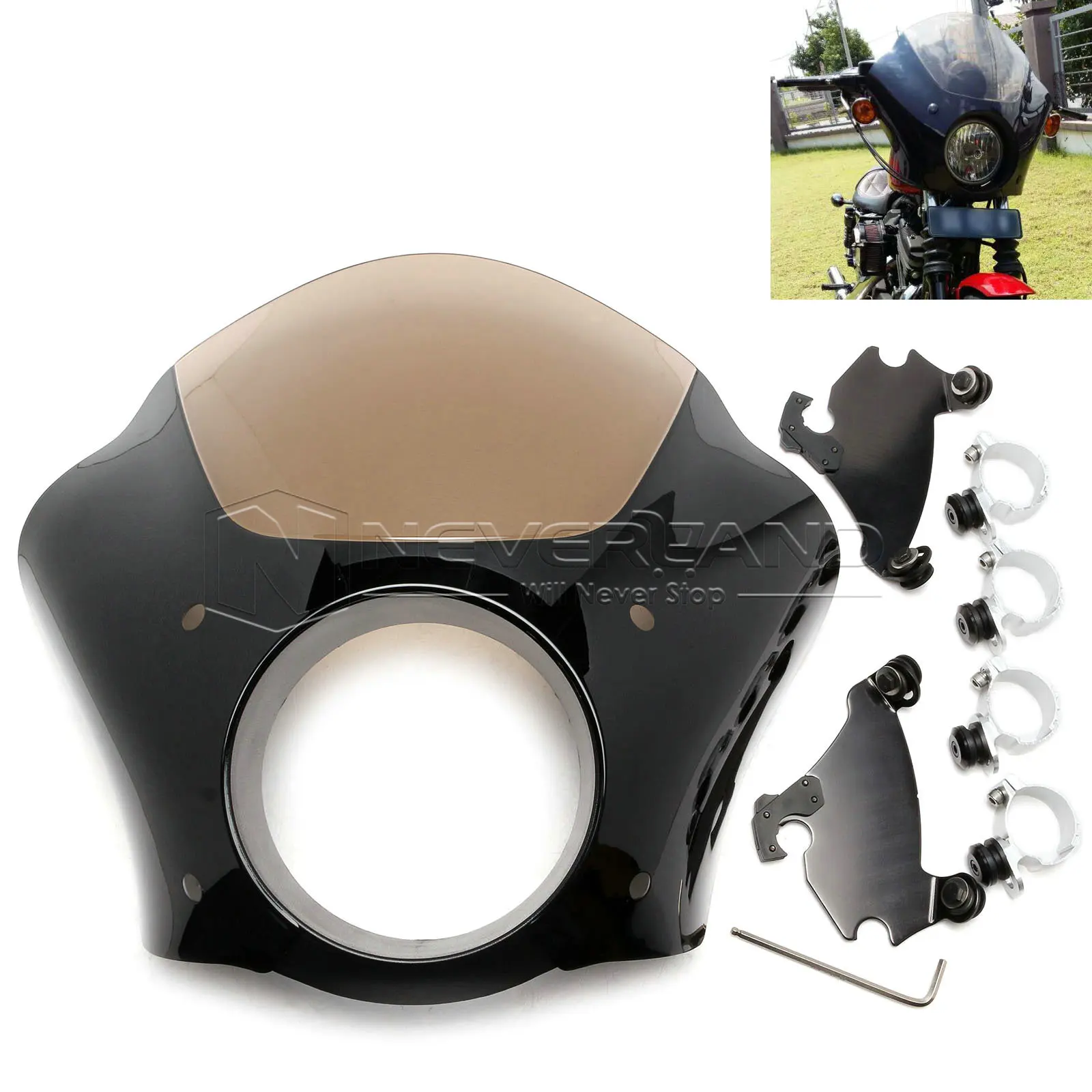 Black Gauntlet Headlight Fairing W Trigger Lock Mount Kit For Harley XL 1200 883 Freeshipping D15