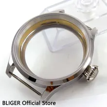 Полированный 43 мм BLIGER сапфировое стекло Стекло 316L нержавеющей стальной корпус часов подходит для приблизительный срок поставки: 6497 6498 ручной завод C94