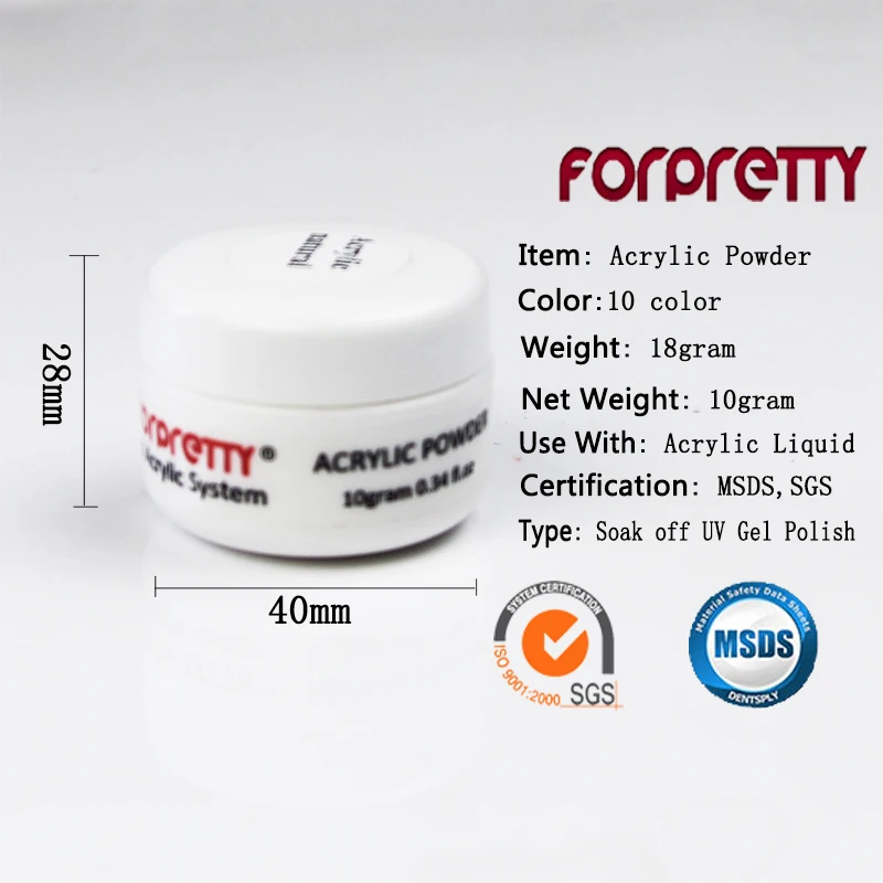Acrylic Powder forpretty Nail Acryl Gel Art Clear White Pink 10g/pot Unha Acrilico Polymer Manicures Nails Tips Acrylique Akryl 2
