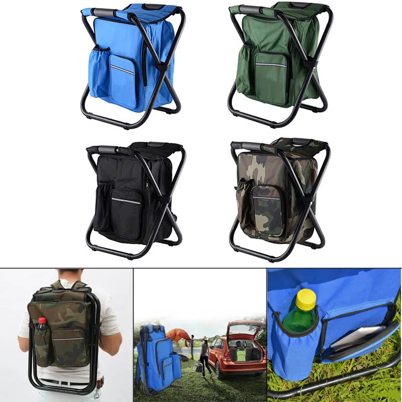 

Multifunctional Foldable Camping Chair Seat with Picnic Bag Hiking Seat Bag SMN88