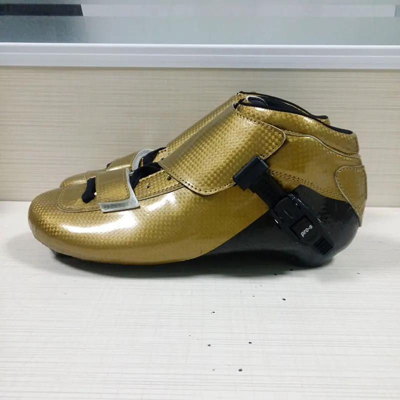 سرعة الزلاجات اليدوي مضمنة سرعة التزلج الأحذية الذهبية الرول الزلاجات سرعة تزلج العجلات