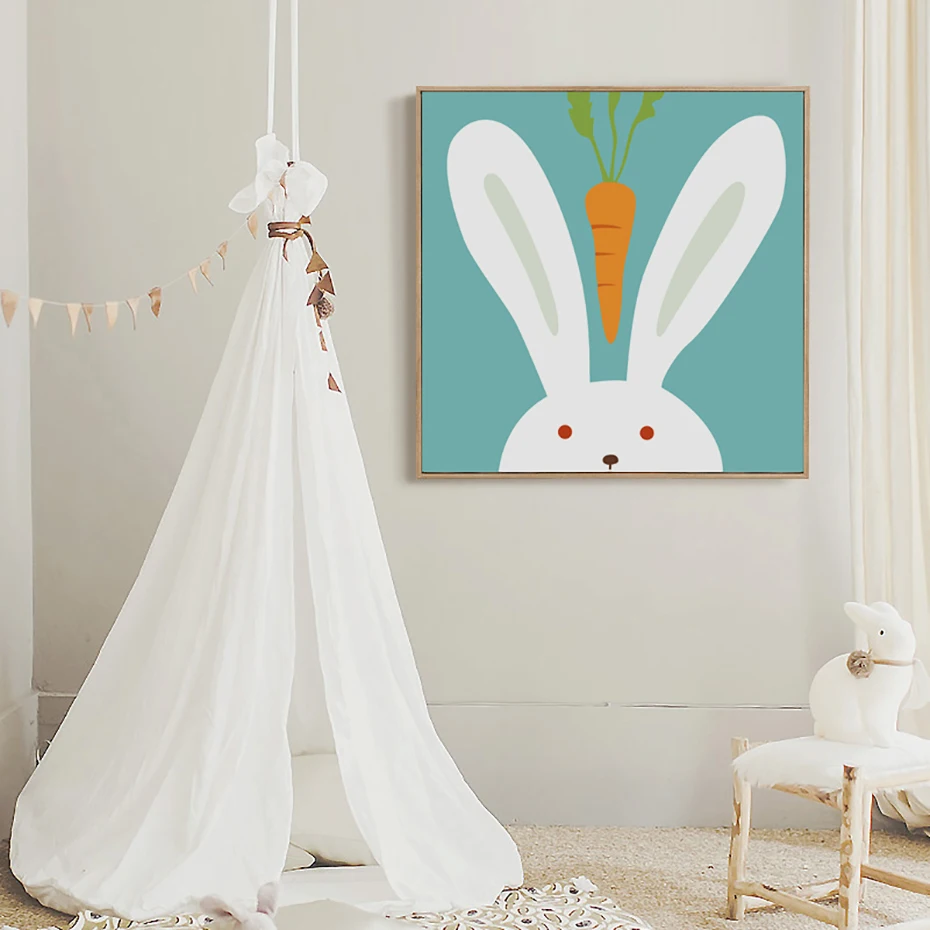 Cartoon Bear Rabbit Cat Canvas Art Painting  (2)