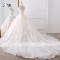 Customized Sexy Sweetheart Lace Ball Gown Wedding Dresses Applique Beaded Flowers Chapel Train Bride Gown Vestido De Noiva 2