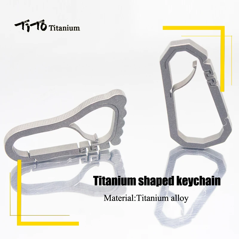 

TiTo EDC Chinese Ancient style titanium foot shaped key hook carabiner keyhook keychain hooks hanging buckle Circular key ring