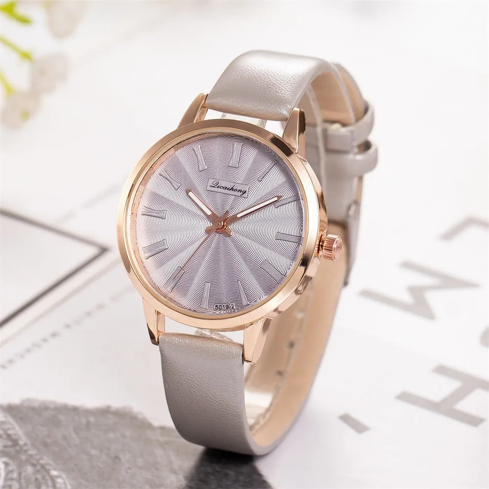 Женские часы модные часы из розового золота минимализм простой кожаный ремешок Кварцевые аналоговые наручные часы Роскошные женские