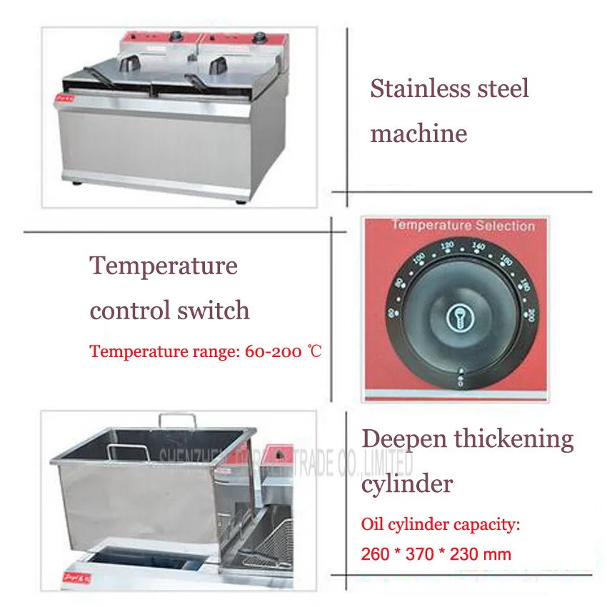 1 шт. FY-904 коммерческий двойной цилиндр открытый фритюрница жарочное оборудование Коммерческая фритюрница