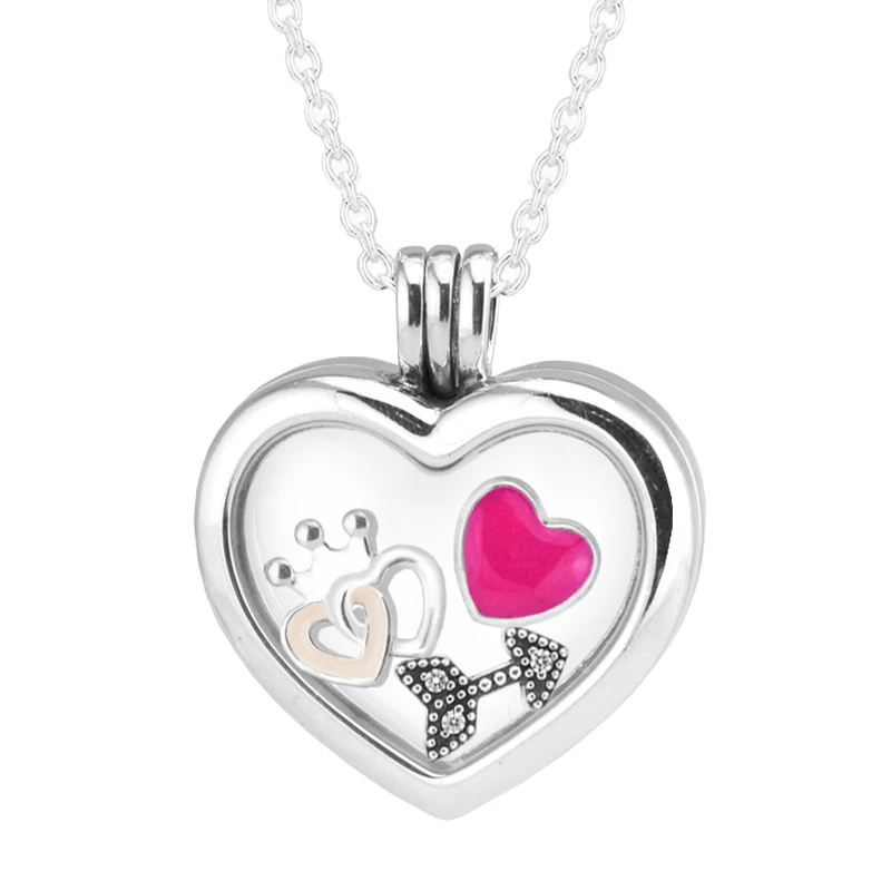 

Medium Floating Locket Pendant Necklace with 3 Parts 100% 925 Sterling-Silver-Jewelry Free Shipping