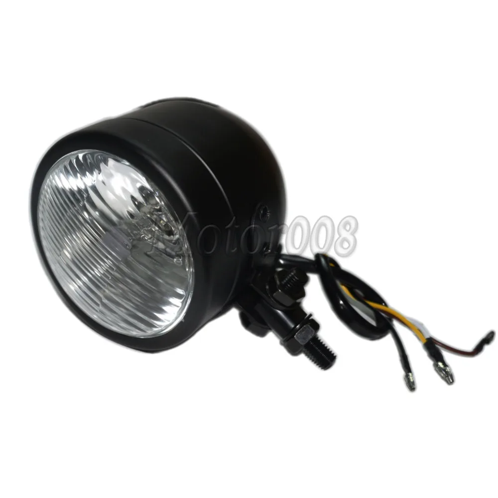 

Motorcycle 4" Round Retro Vintage Old School Front Black Headlight Head Light Custom Cafe Racer Bobber Chopper SX650