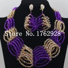 Потрясающий фиолетовый и красный африканский Цепочки и ожерелья Свадебные Бусины комплект ювелирных изделий индийский Бусины комплект ювелирных изделий
