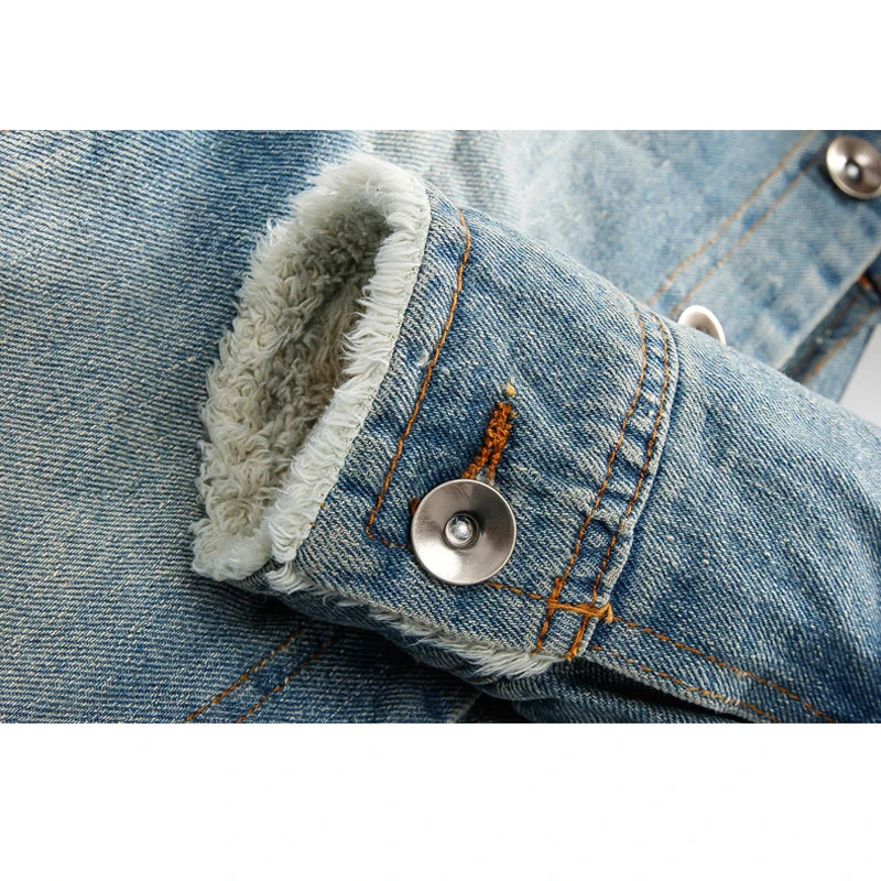 Winter Thick Fleece Denim Jacket Men Jeans Coat Solid Color Slim Fit Jackets Streetwear Casual Vintage Coat for Men Blue S116 Winter Thick Fleece Denim Jacket Men Jeans Coat Solid Color Slim Fit Jackets Streetwear Casual Vintage Coat for Men Blue S116