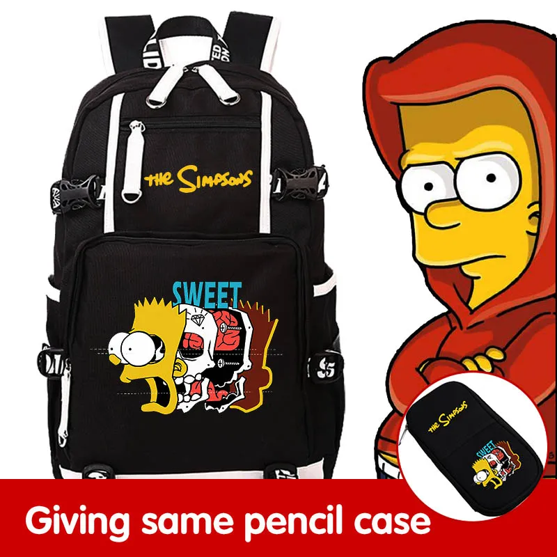 

HOT SALE USA anime The Simpsons backpack color printing schoolbag gift for teenagers large laptop bag travel bag USB charging