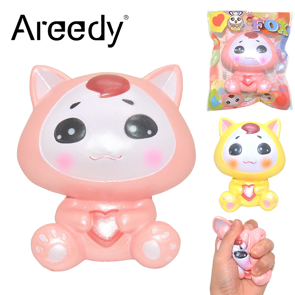 

New Cute Areedy Super Slow Rising Lovely Fox Squishy Lemon Scented 10cm Heart Kids High Quality Kids Toy Gift
