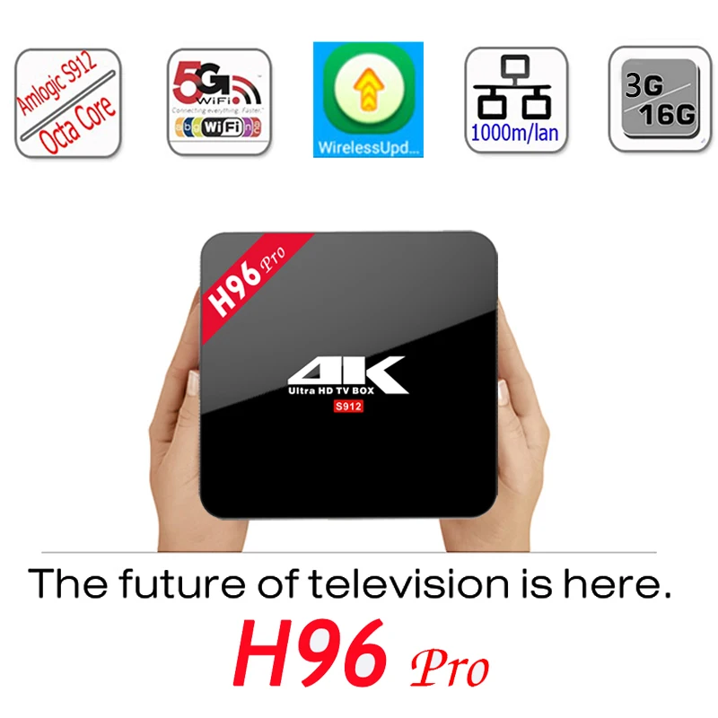 Горячая Android 7.1 h96 Pro 2 г/16 г Встроенная память 3 ГБ/16 ГБ Оперативная Amlogic S912 двойной