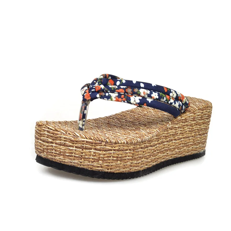 

2017 new fashion flowers platform sandals slippers Comfortable high heels wedge casual shoes.HYKL-1611