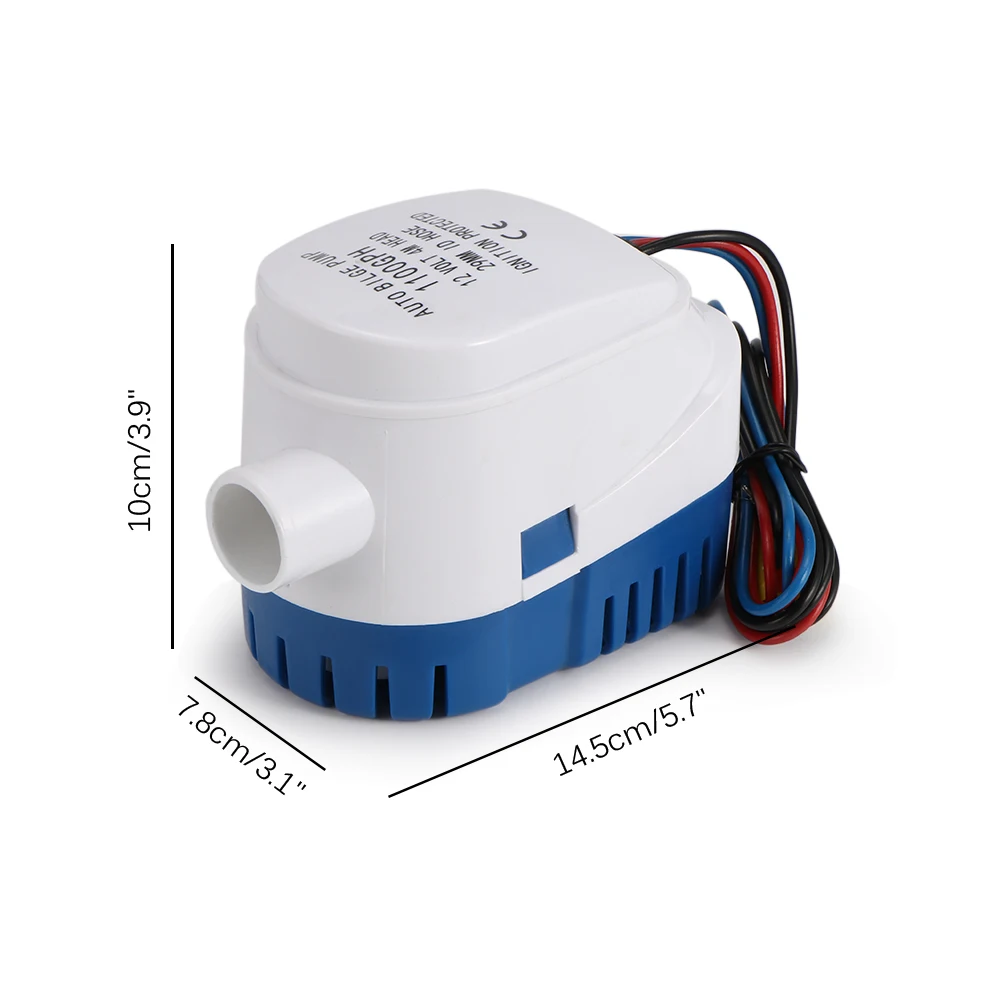 12V 3A 750GPH Boat Automatic Submersible Auto Bilge Water Pump Float Switch