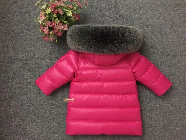 Зимняя куртка парки для маленьких девочек, пальто зимние пуховые куртки с меховым капюшоном Детские Пуховые Пальто с капюшоном толстый детский теплый воротник из натурального меха - Цвет: 11
